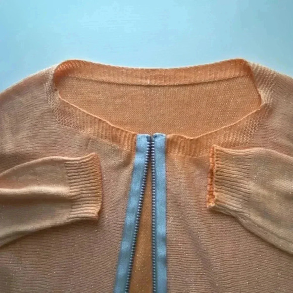 Gigi Moda Kyle Zip Front Cardigan in Shimmer Peach Color OS - Picture 7 of 14